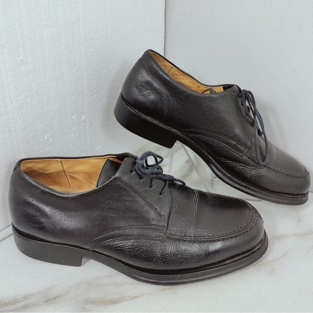 Sandro Moscoloni Vineyard Black Leather Apron Toe Lace Up Oxford Dress Shoes, 8
